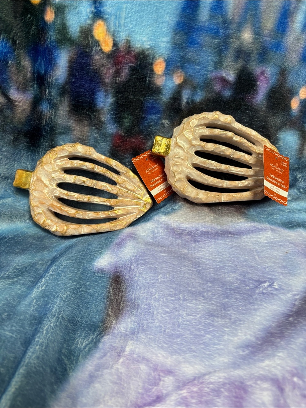 Ashland Gold and Cream Acorns Table Decor Set of 2 NWT
